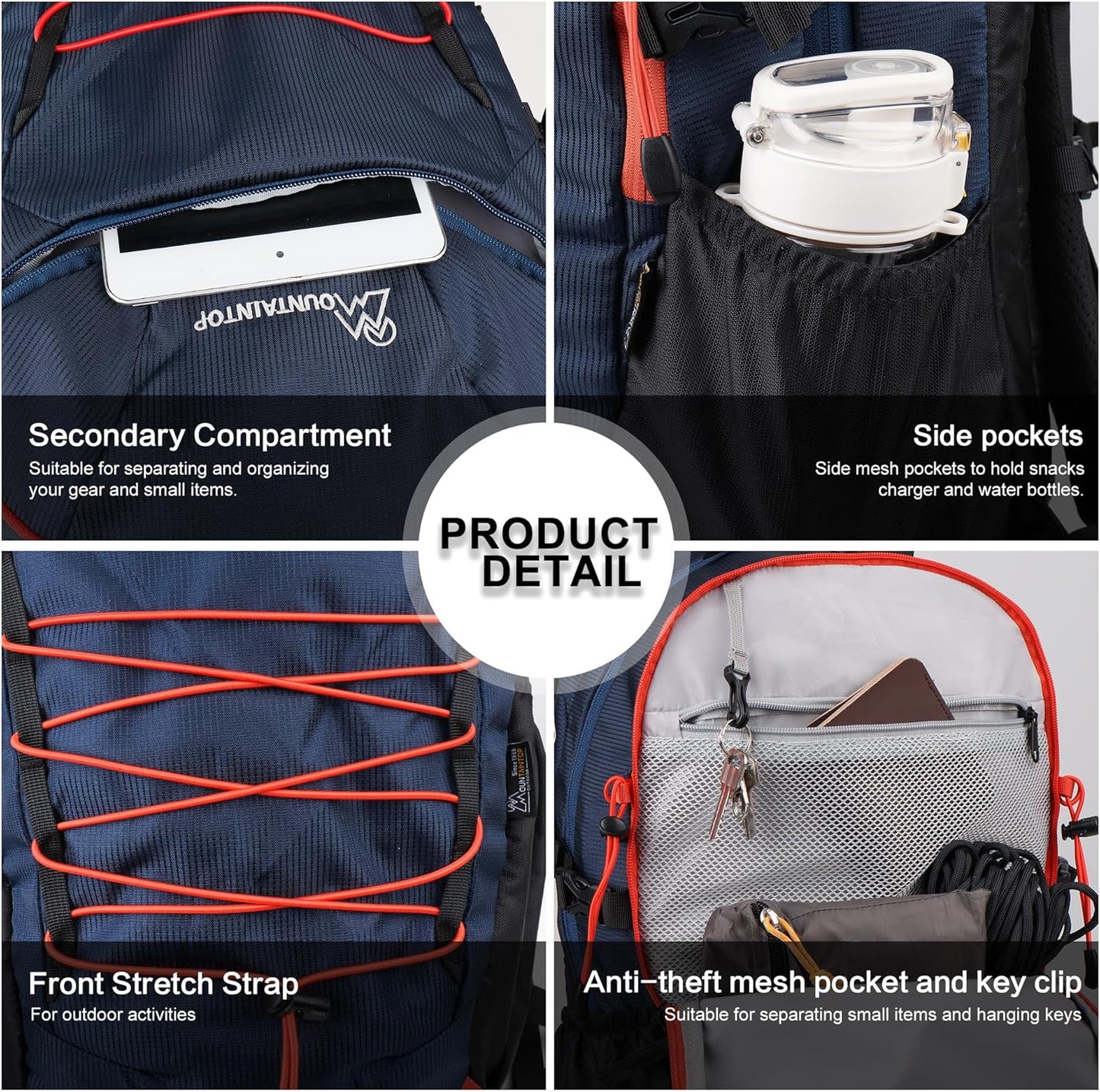 MOUNTAINTOP Hiking Backpack,30L Camping Backpack, Men Women Hiking Daypack Lightweight Travel Backpack for Camping Climbing Skiing Cycling