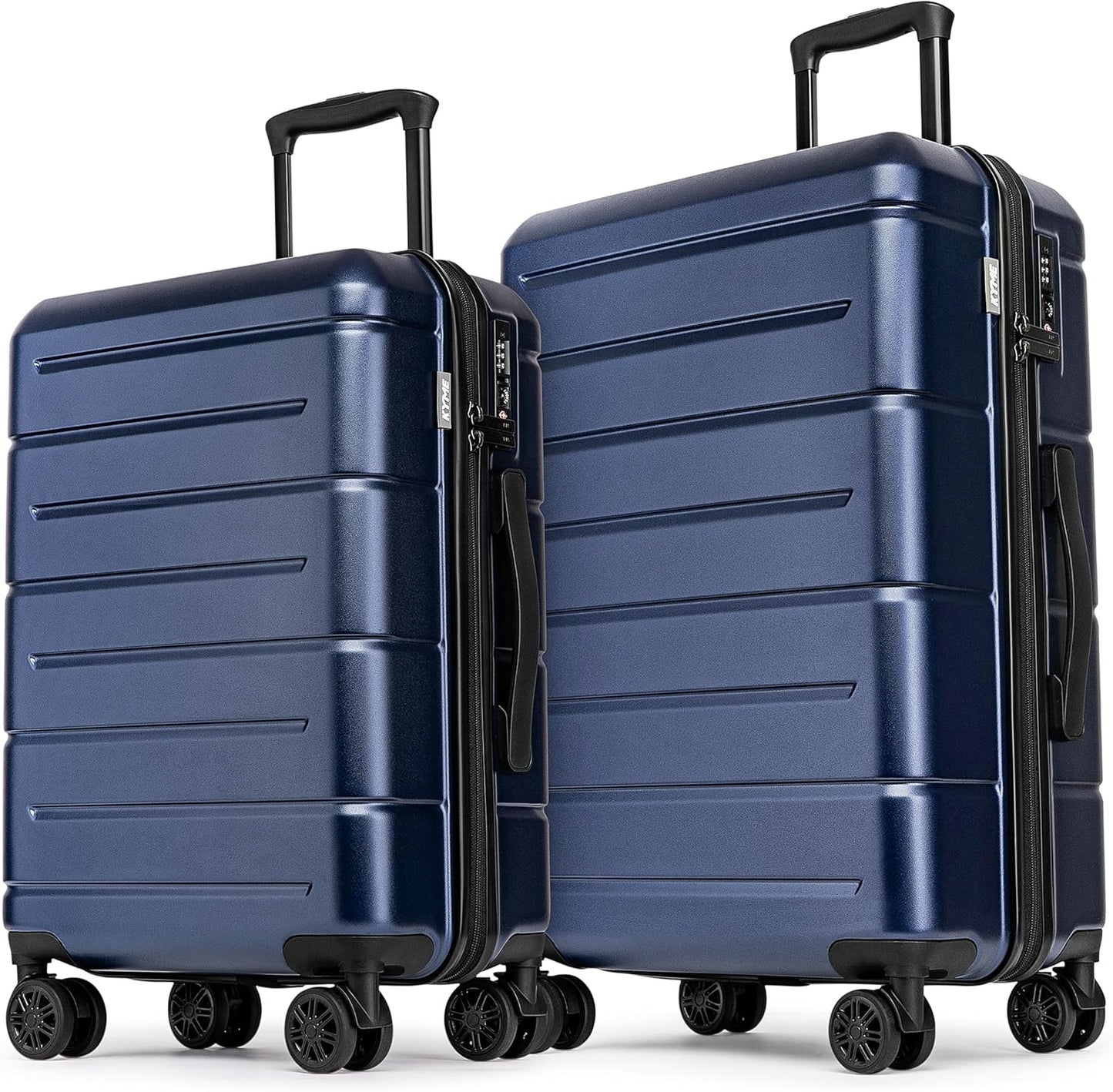 KYME Luggage Sets 2 Piece Hardshell 22"/26" Suitcase with Spinner Wheels Hardside Suitcases Sets with TSA Lock Lightweight Travel Luggage Set with Cup Holder for Women Men Navy