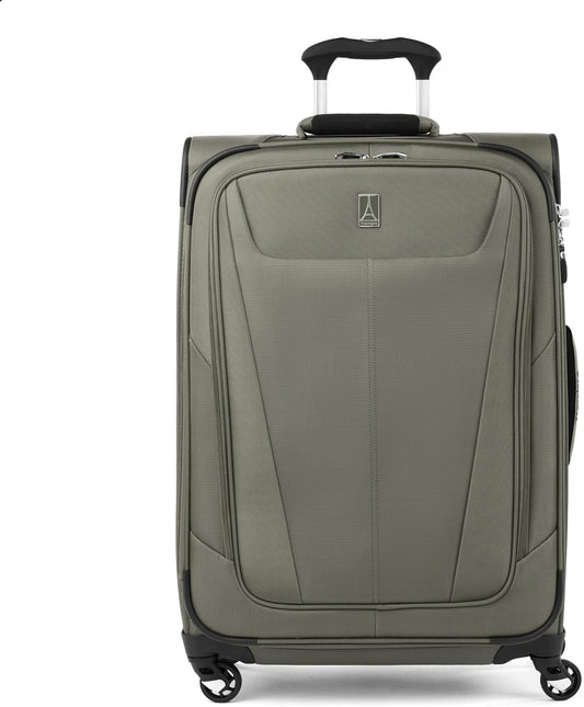 Travelpro Maxlite 5 Softside Expandable Checked Luggage with 4 Spinner Wheels, Lightweight Suitcase, Men and Women, Slate Green, Checked Medium 25-Inch