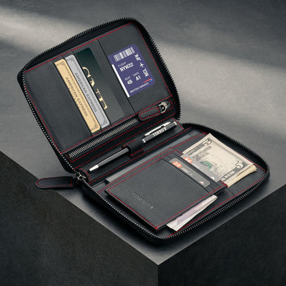 TORRO Travel Wallet – Genuine Leather Travel Organiser with Passport Holder and Detachable Cardholder