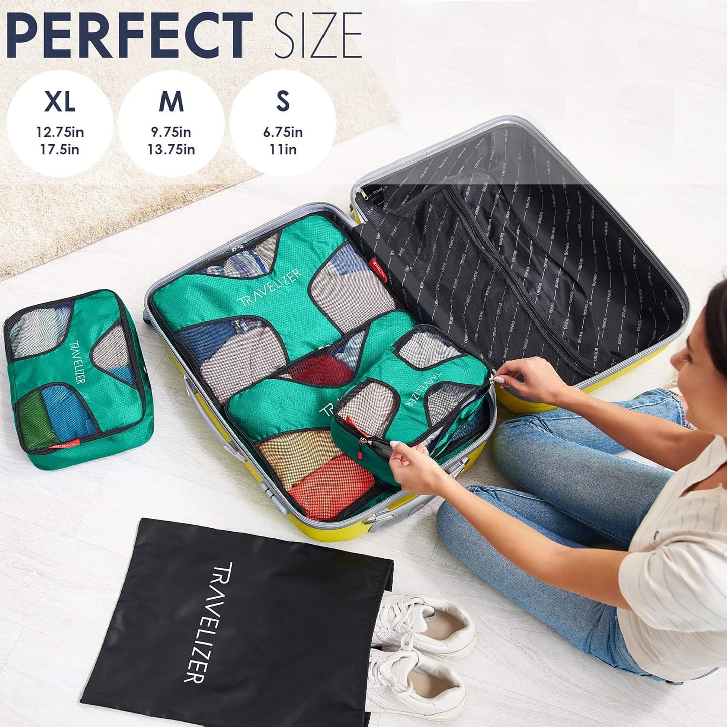 Travel Packing Cubes 5 pcs Luggage Organizer Set for Bag & Suitcase