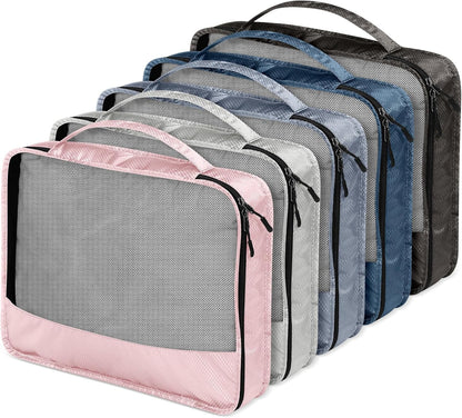 5 Pcs Packing Cubes for Suitcase Large Travel Cubes Carry on Luggage Organizer Bags for Clothes Accessories(L,Morandi)