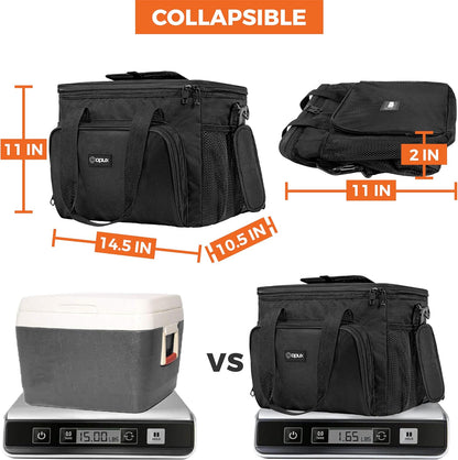 OPUX Soft Cooler Bag, Insulated Collapsible Lunch Cooler Tote for Men Work Camping Beach Travel, Portable Soft Sided Leakproof Waterproof Large Lunch Bag Box with Shoulder Strap 40 Cans, Black