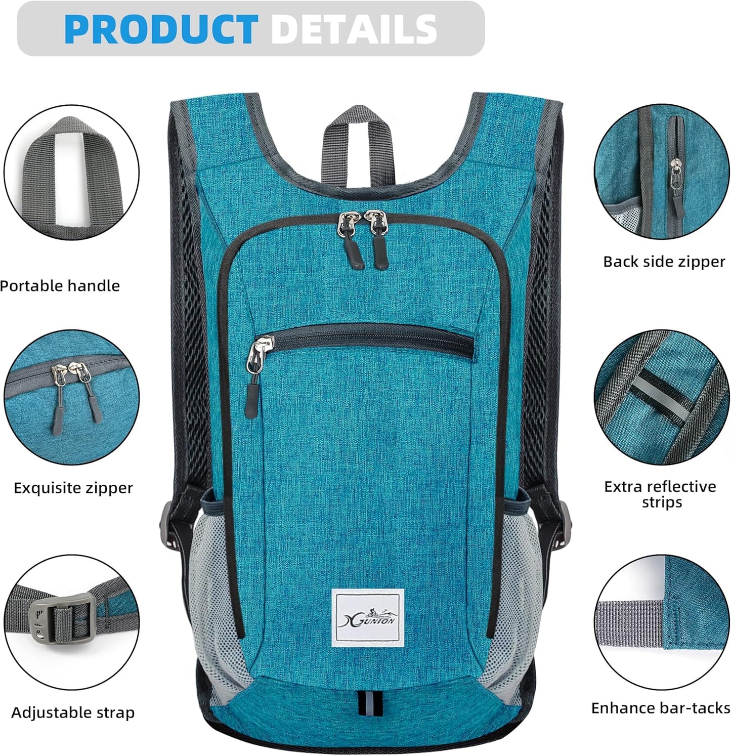 Lightweight Foldable Travel Backpack - 10L Daypack for Women & Men - Teal Blue