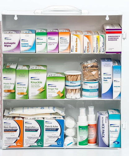 3-Shelf Metal 1st Aid Cabinet Class A, Large Capacity First Aid Wall Mount Medicine Cabinet, Secure Metal Med Box with Easy Access, Exceeds OSHA/ANSI Z308.1 2015, Over 900 Pieces