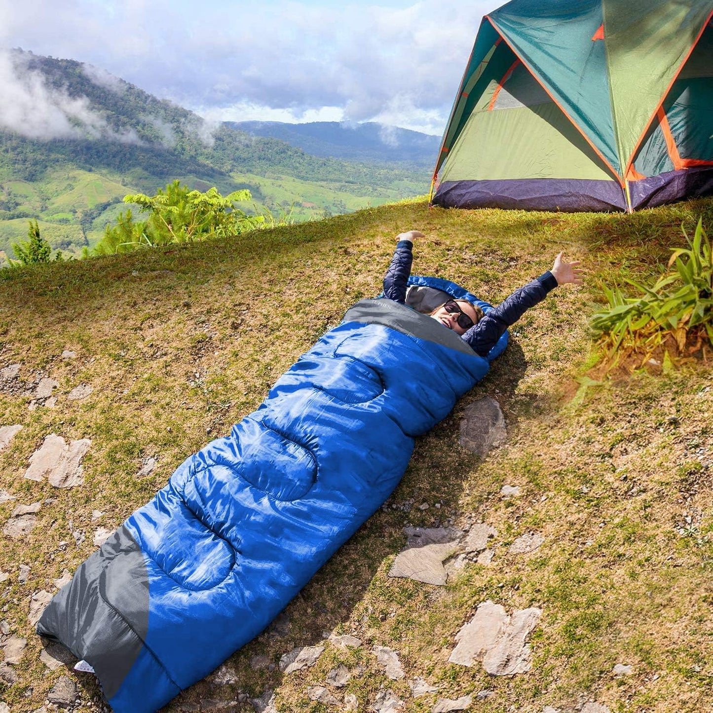 tuphen- Sleeping Bags for Adults Kids Boys Girls Backpacking Hiking Camping Microfiber Liner, Cold Warm Weather 4 Seasons Indoor Outdoor Use, Lightweight & Waterproof