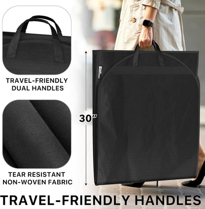 Simple Houseware 60-Inch Travel Garment Bag with Pockets, Non-Woven | Lightweight, Black, 3 Pack
