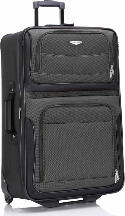 Travel Select Amsterdam 29-Inch Softside Expandable Rolling Upright Luggage, Lightweight 2-Wheel Check-In Suitcase with Push-Button Handle, Gray