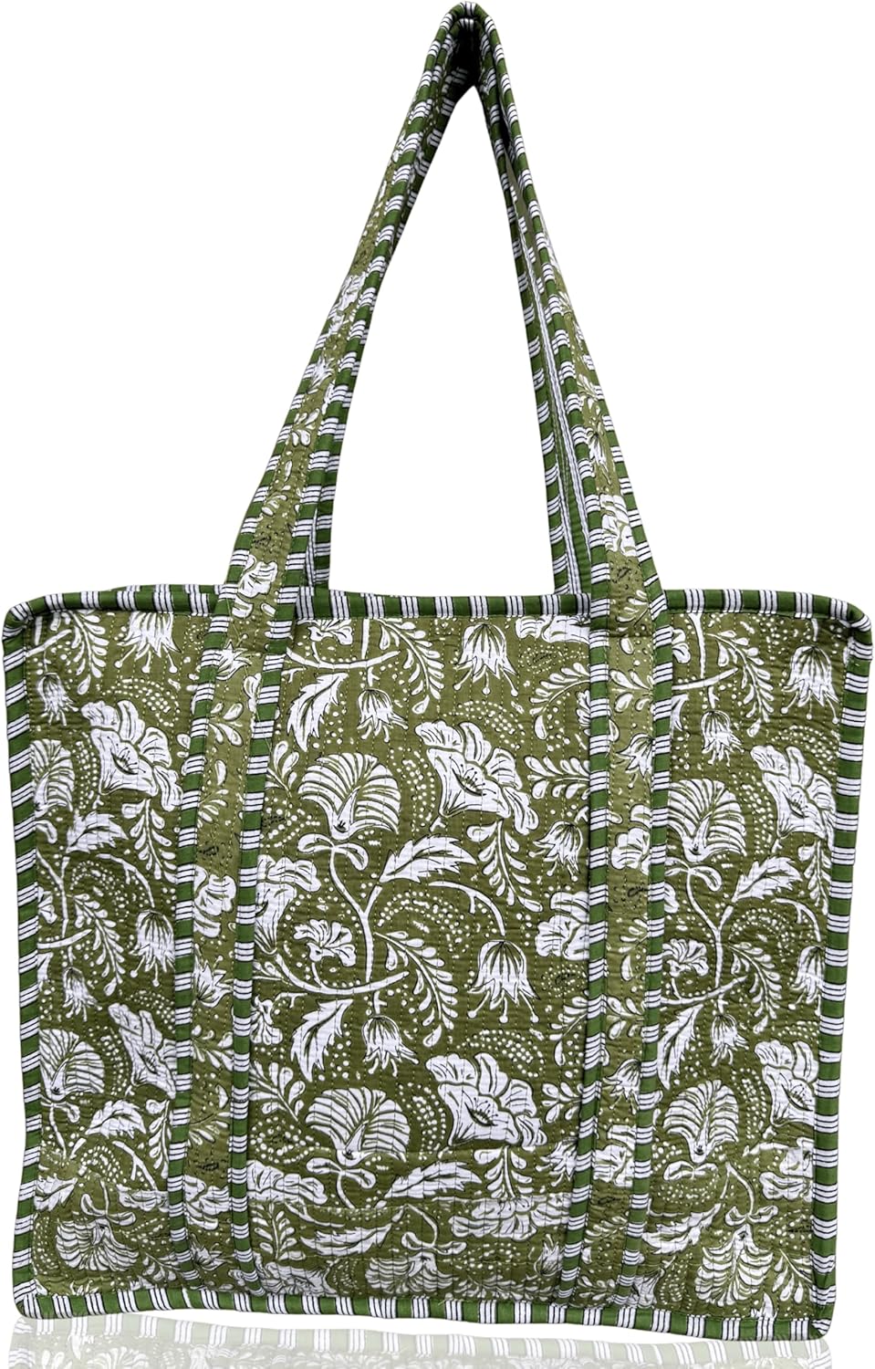 Cotton Quilted Tote Bag for Women – Large Beach & Travel Tote with Zipper, Reusable Grocery Bag