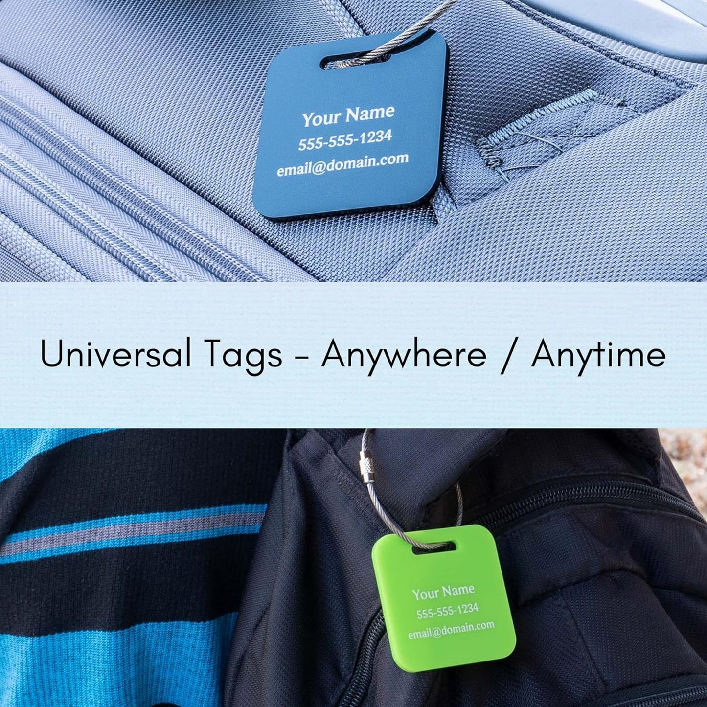 Custom Luggage Tags (3 or 6 Pack) - Personalized Unique Suitcase & Backpack Travel, Durable, Waterproof & Heavy Duty (Orange)
