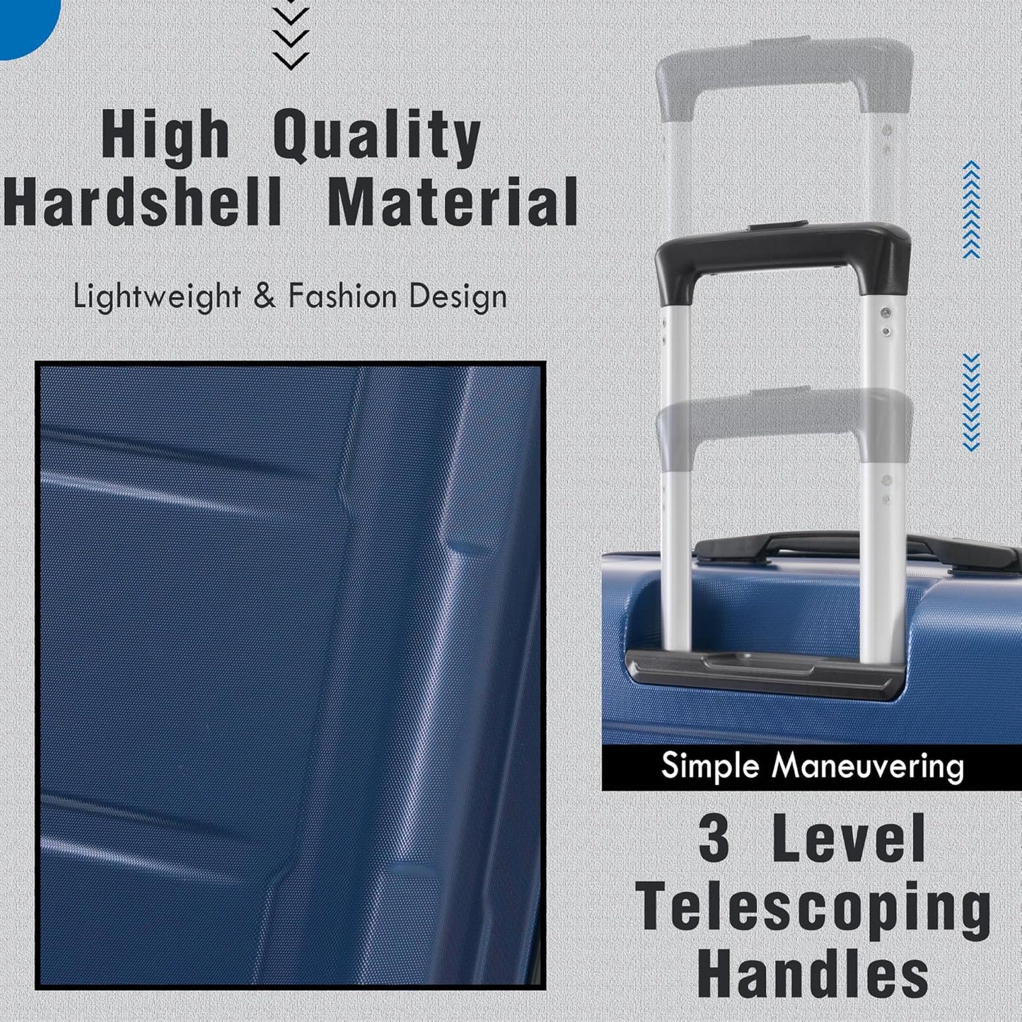 Merax Luggage Set 2 Piece Suitcase Sets with Spinner Wheel,Lightweight Hardside Expandable Travel Laggage with TSA Lock,Suitcase with Travel Bag(20"/24",Blue)