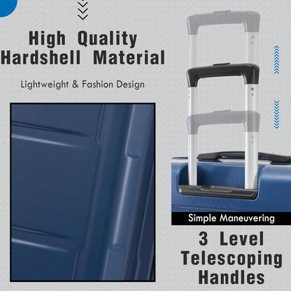 Merax Luggage Set 2 Piece Suitcase Sets with Spinner Wheel,Lightweight Hardside Expandable Travel Laggage with TSA Lock,Suitcase with Travel Bag(20"/28",Blue)