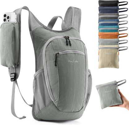 10L Small Hiking Backpack Travel Daypack Lightweight Packable Back Pack for Women Men(Light Grey)
