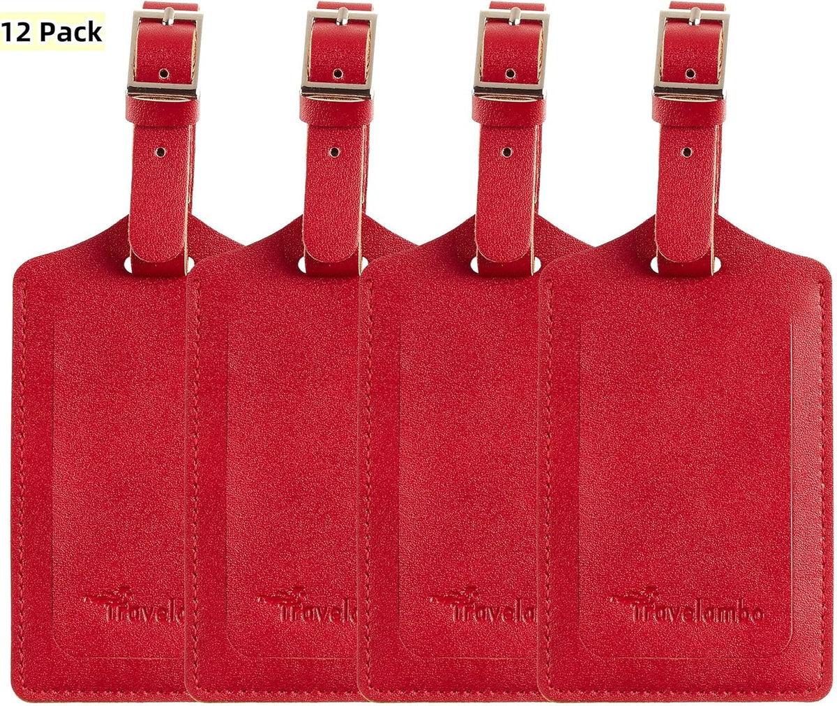 Travelambo Luggage Tags for Suitcases PU Leather Travel Tags Bag Tags Privacy Protection Travel Essentials