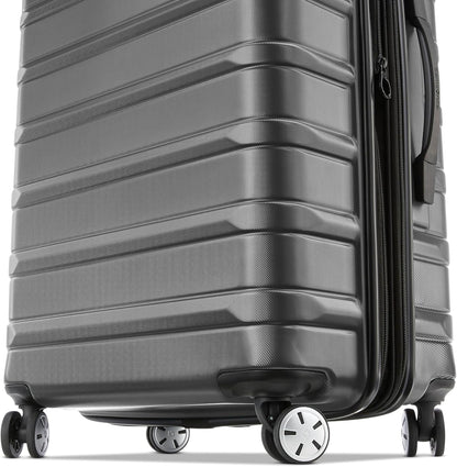 Samsonite Omni 2 Hardside Expandable Luggage with Spinner Wheels, 2-Piece Set (19/24), SOLID CHARCOAL