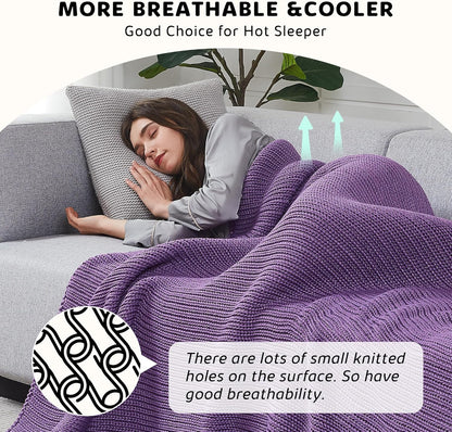 L'AGRATY Knitted Weighted Blanket - 48"x72" 15lbs Cooling Chunky Knit Heavy Blanket for Adults Braided Crochet Throw Thick Cable Yarn Knit Decorative No Beads Evenly Weighted Machine Washable