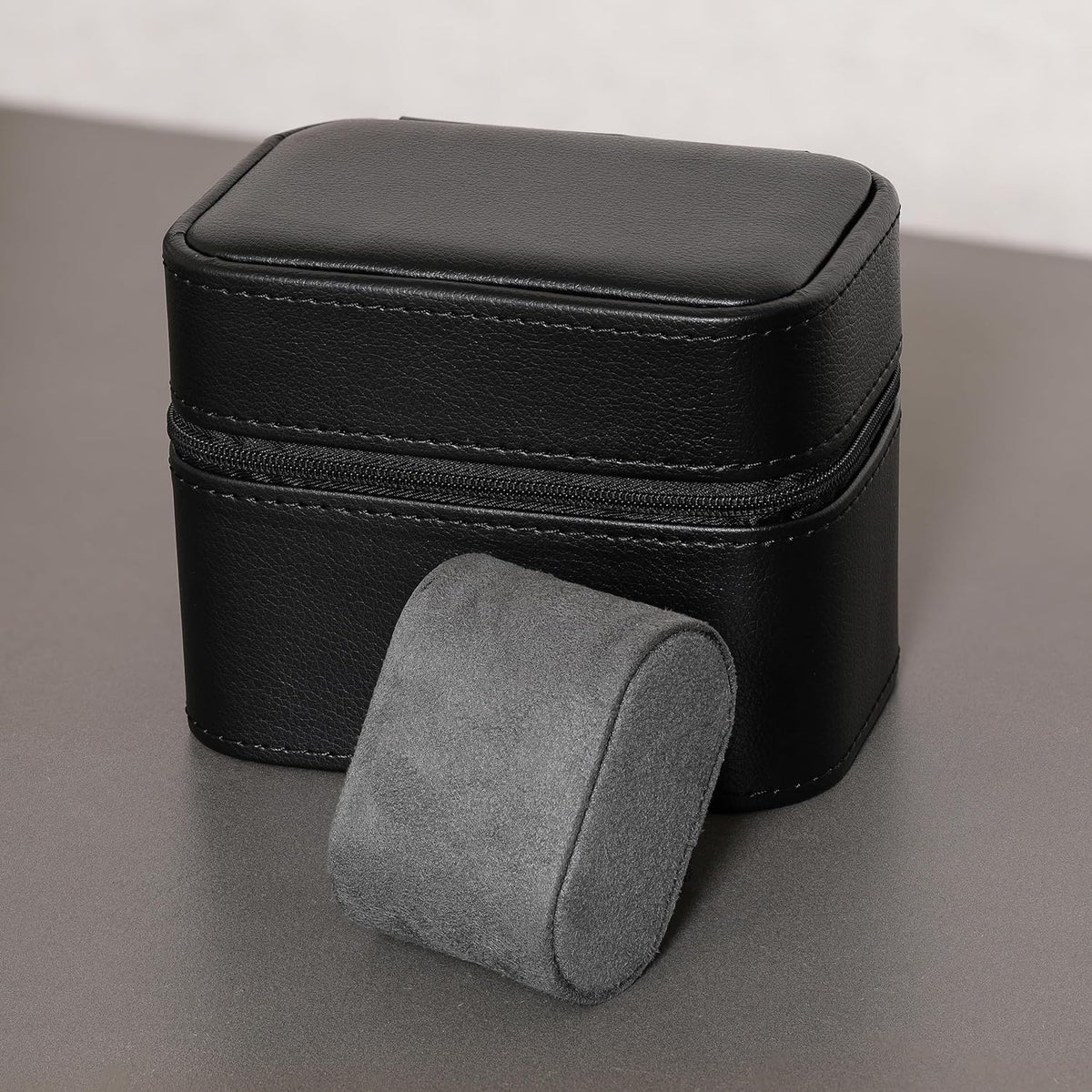 ROTHWELL 2 Watch Travel Case Storage Organizer for 2 Watches | Tough Portable Protection w/Zipper Fits All Wristwatches & Smart Watches Up to 50mm (Black/Grey)