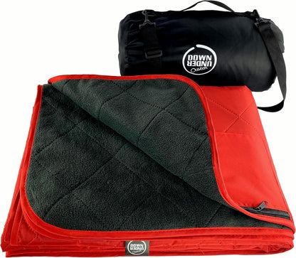 DOWN UNDER OUTDOORS Large Waterproof Windproof Extra Thick 350 GSM Quilted Fleece, or Sherpa Stadium Blanket
