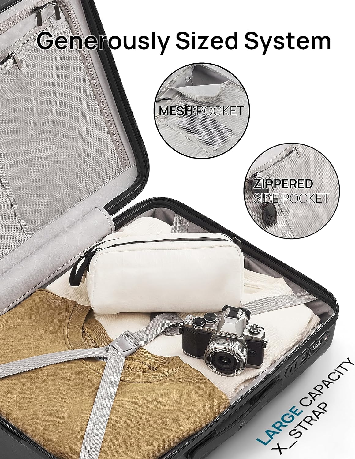 Carry on Luggage 22 X 14 X 9 Airline Approved, 20 Inch Luggage for 3-5 Days Travel, Double Spinner Wheels, 100% Hardshell PC, TSA Lock (11-Pirate Black (USB Port), Set 2PCS (20-Inch/29-Inch))