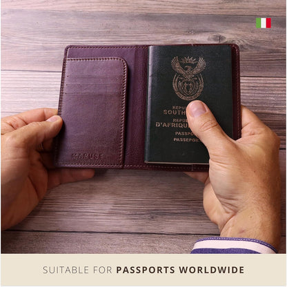 Maruse Italian Leather Passport Cover for Men and Women, Handmade in Italy