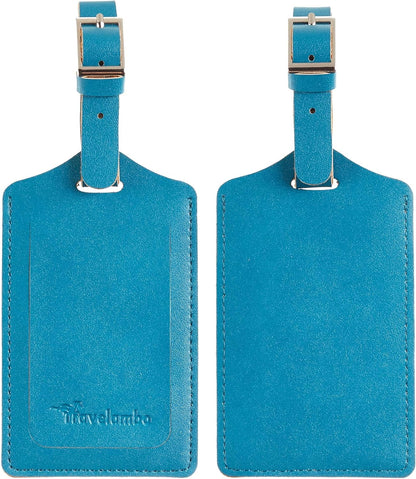 Travelambo Luggage Tags for Suitcases PU Leather Travel Tags Bag Tags Privacy Protection Travel Essentials