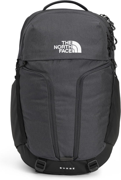 THE NORTH FACE Surge Commuter Laptop Backpack | Daypack with Water Repellent Finish, 16" Laptop Sleeve, Reflective Details, Asphalt Grey Light Heather/TNF Black-NPF, One Size