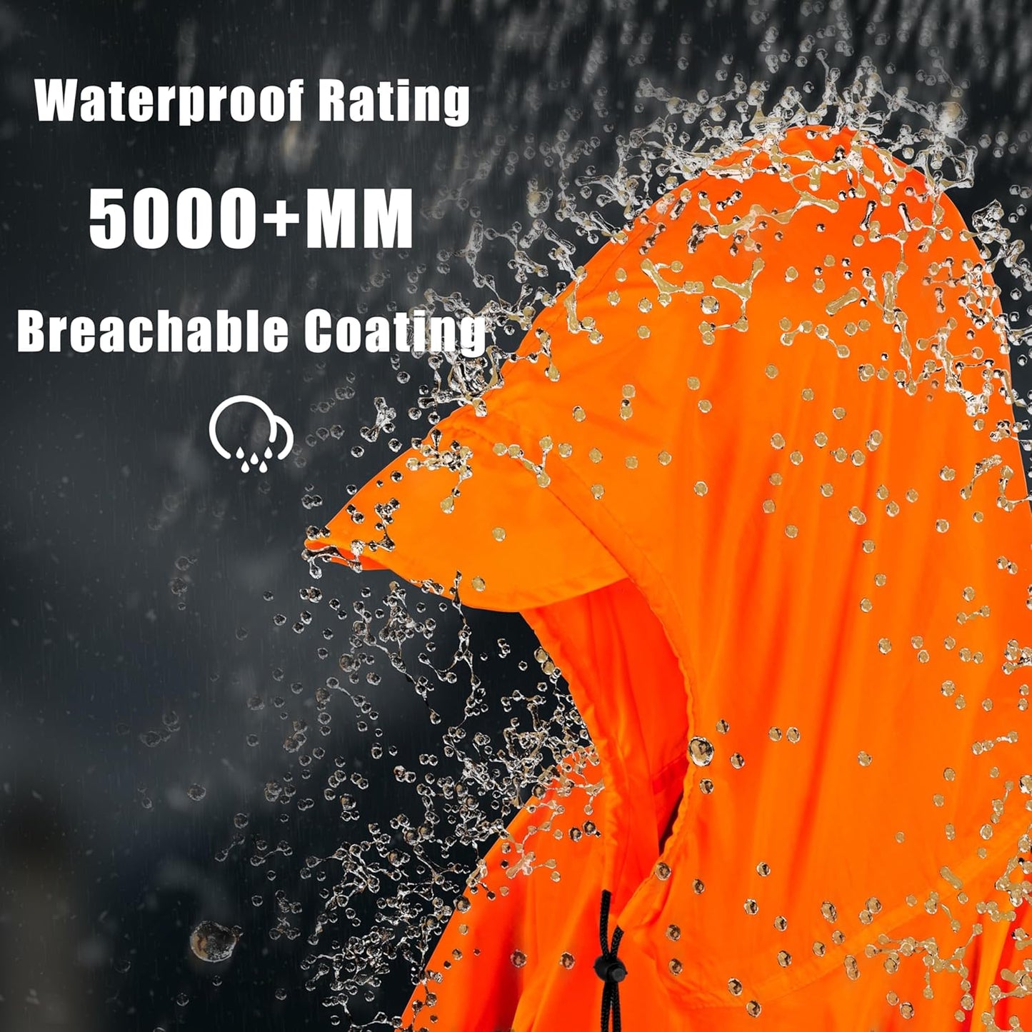 Coralrain Hooded Rain Poncho Lightweight Waterproof Unisex Raincoat Jacket with Pocket for Men Women Adult