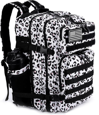 LHI Military Tactical Backpack for Men and Women 45L Army 3 Days Assault Pack Bag Large Rucksack with Molle System - Leopard