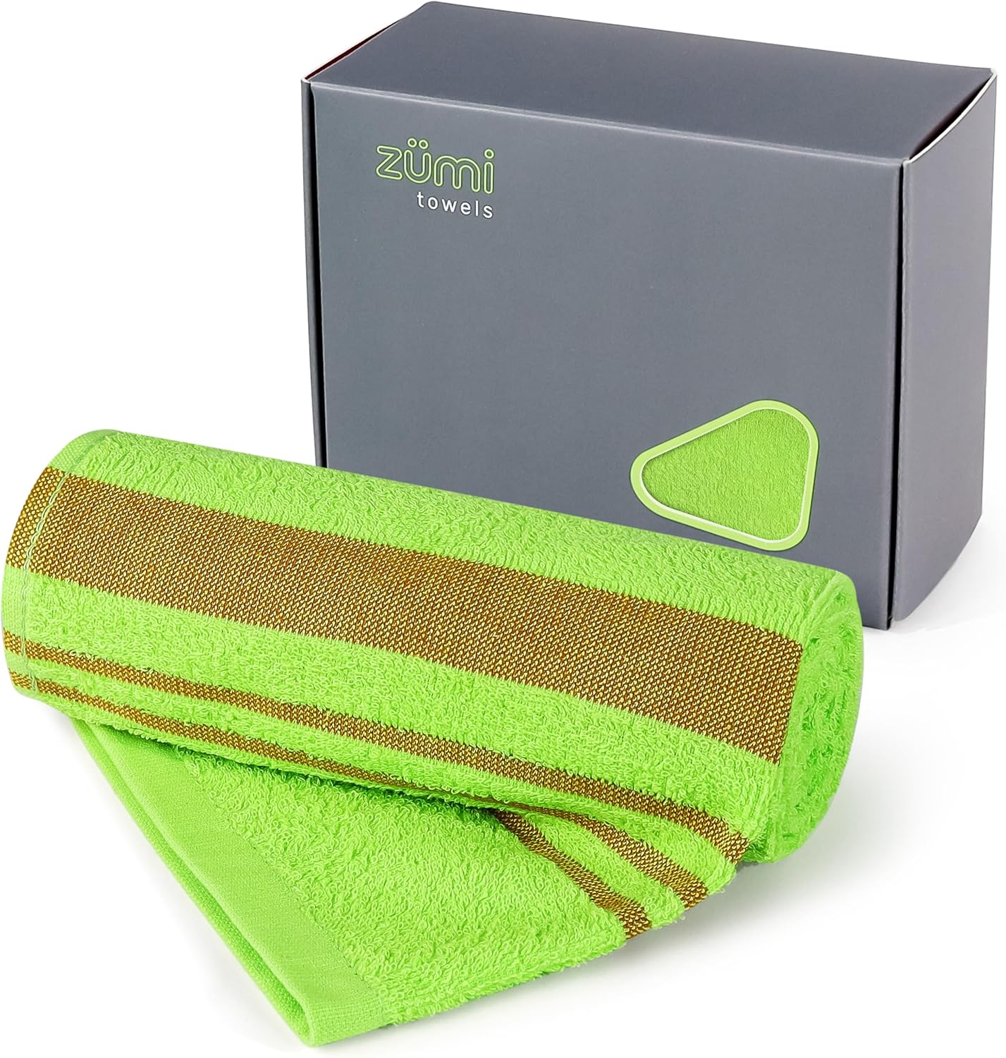 Zumi MINI 100% Cotton Camping Travel Towel - Small, Ultralight, Fast Drying, Highly Absorbent, Soft and Gentle on The Skin, Safe for The Planet (28" x 13" Green)