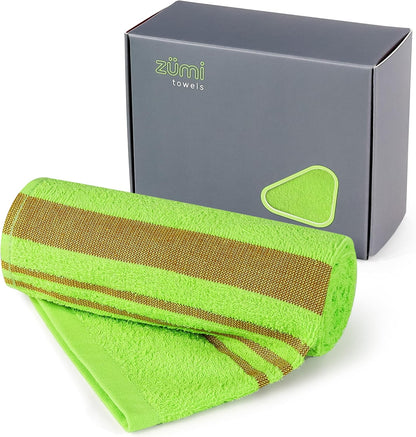 Zumi MINI 100% Cotton Camping Travel Towel - Small, Ultralight, Fast Drying, Highly Absorbent, Soft and Gentle on The Skin, Safe for The Planet (28" x 13" Green)