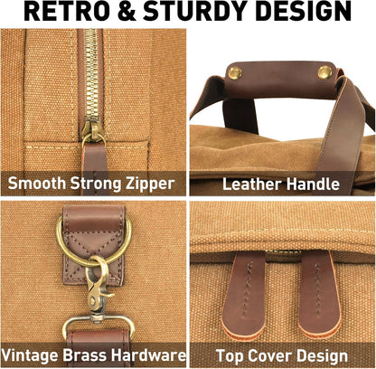 60L Travel Bags for Men, Nomad Canvas Duffle Bag Vintage Genuine Leather Travel Duffel Bag Multifunctional Weekender Overnight Backpack with Shoes Compartment (Coffee, X Large-60L)