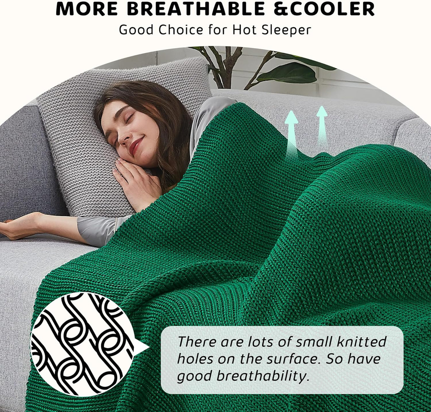 L'AGRATY Knitted Weighted Blanket - 60"x80" 20lbs Cooling Chunky Knit Heavy Blanket for Adults Braided Crochet Throw Thick Cable Yarn Knit Decorative No Beads Evenly Weighted Machine Washable