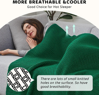 L'AGRATY Knitted Weighted Blanket - 60"x80" 15lbs Cooling Chunky Knit Heavy Blanket for Adults Braided Crochet Throw Thick Cable Yarn Knit Decorative No Beads Evenly Weighted Machine Washable