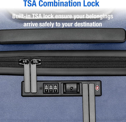 KYME 30-Inch Large Checked Luggage, 100% PC Hardside Suitcase with TSA Lock & Double Spinner Wheels, Durable Travel Hard Shell for Men & Women, Navy