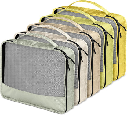 5 Pcs Packing Cubes for Suitcase Large Travel Cubes Carry on Luggage Organizer Bags for Clothes Accessories(L,Yellow)