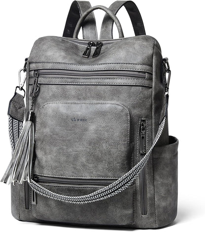 Shrrie Vegan Leather Laptop Backpack for Women 15.6 inch Work Backpack Fashion Travel Backpack Purse for Travel College Work