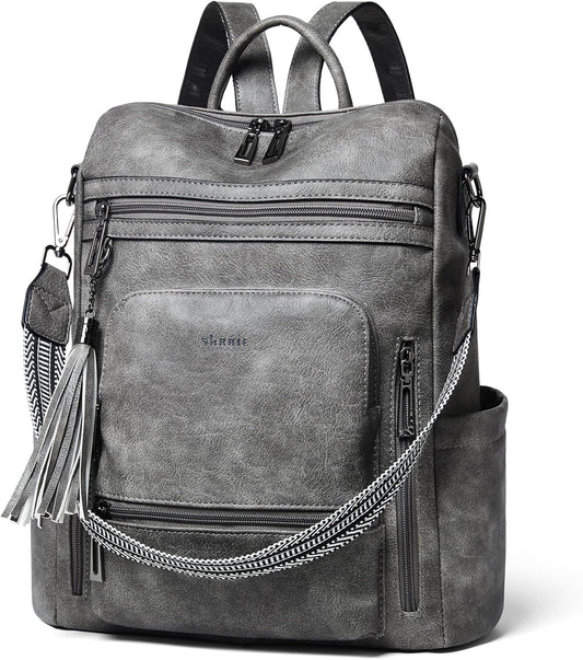 Shrrie Vegan Leather Laptop Backpack for Women 15.6 inch Work Backpack Fashion Travel Backpack Purse for Travel College Work