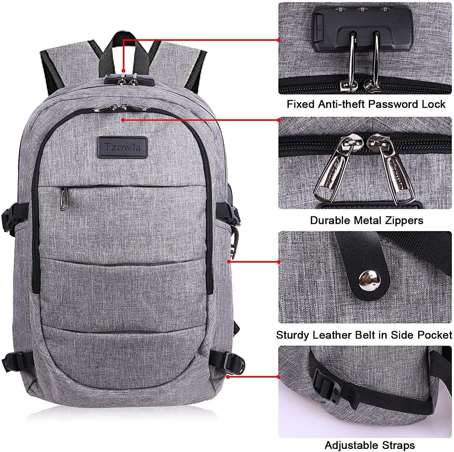 Travel Laptop Backpack Water Resistant Anti-Theft Bag with USB Charging Port and Lock 17.3 Inch Computer Business Backpacks for Women Men Gift,Bookbag Casual Hiking Daypack
