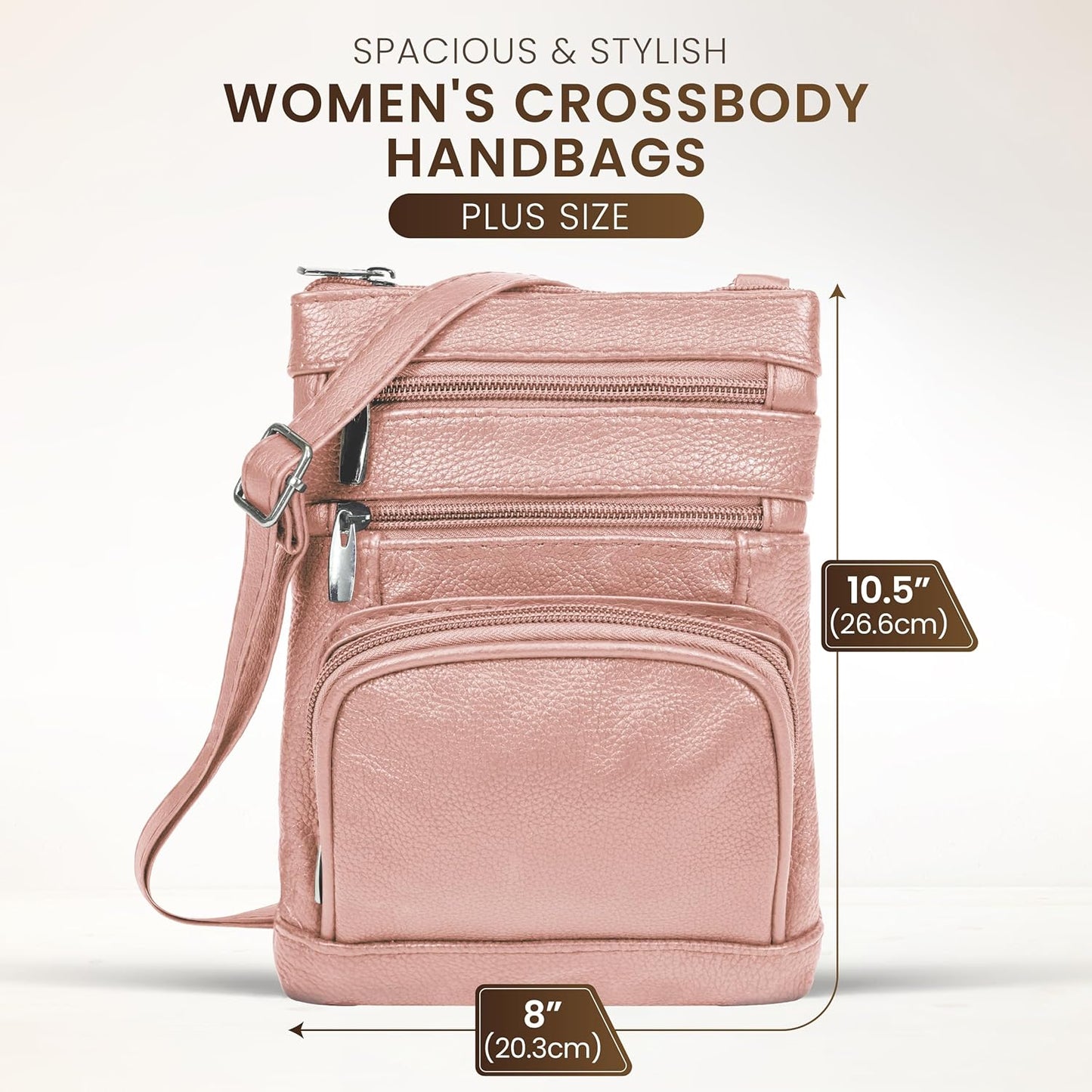 Krediz leather Crossbody Purses for Women, Multi Pocket Crossbody Purse with Adjustable Strap, Soft & Durable Leather Purse