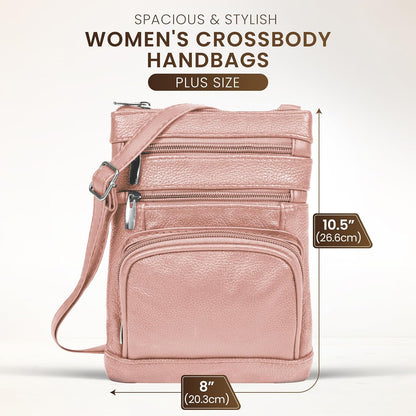 Krediz leather Crossbody Purses for Women, Multi Pocket Crossbody Purse with Adjustable Strap, Soft & Durable Leather Purse