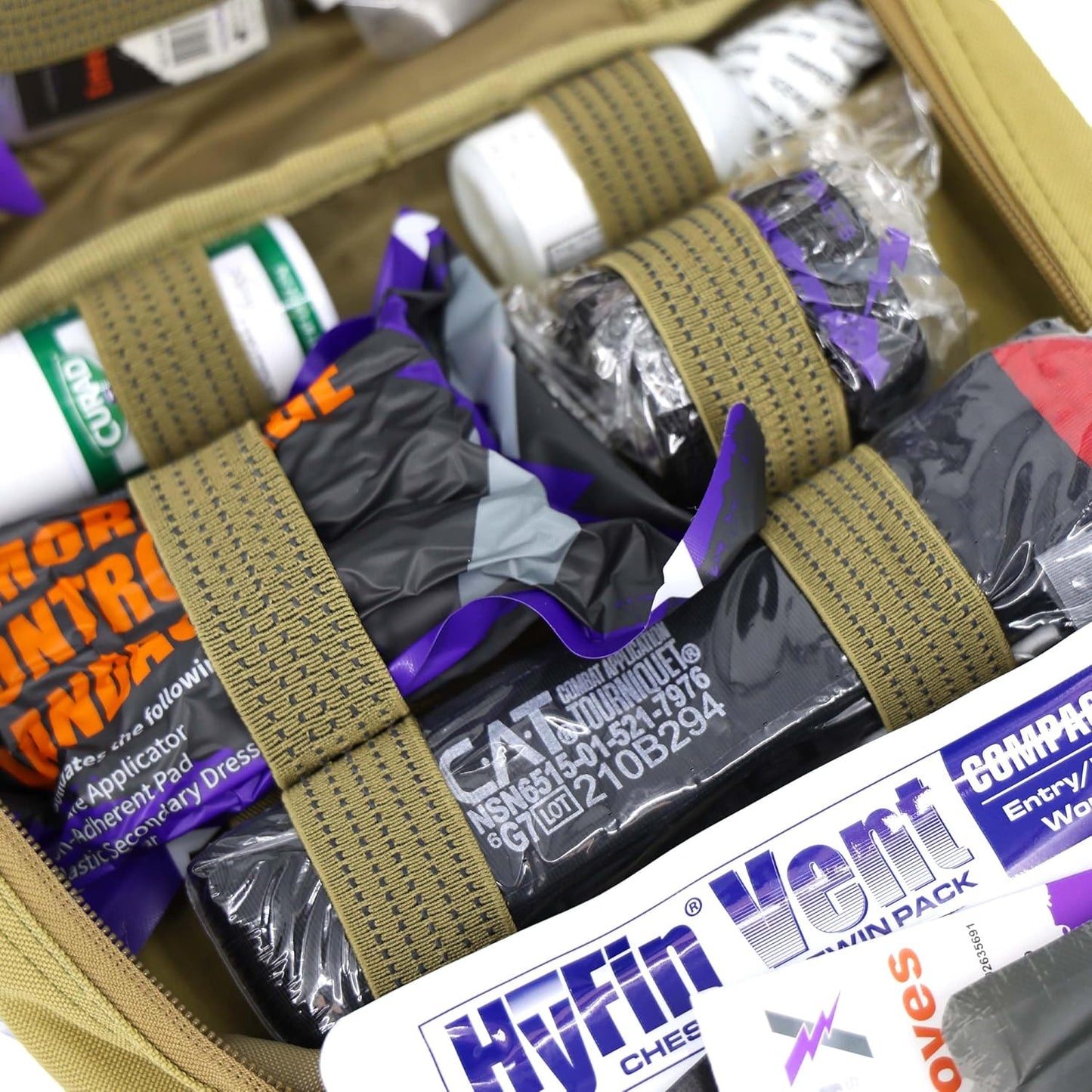 Lightning X Rip-Away Officer's Patrol Tactical Gunshot & Trauma IFAK Kit w/Headrest Mount - Desert TAN