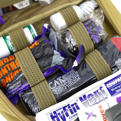 Lightning X Rip-Away Officer's Patrol Tactical Gunshot & Trauma IFAK Kit w/Headrest Mount - Desert TAN