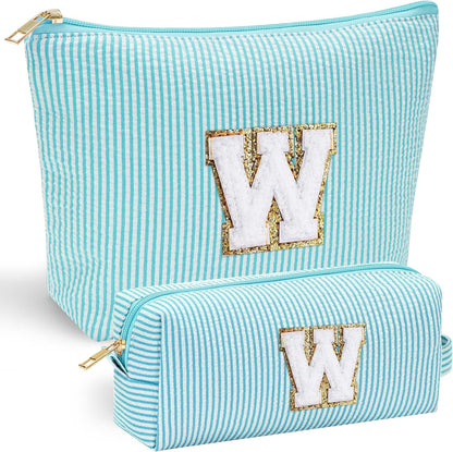 YOOLIFE Makeup Travel Bag Makeup Pouch - Initial Travel Makeup Bag Cosmetic Bag Birthday Gift Wedding Gifts Cute Bridesmaid Gifts Friend Birthday Gifts for Women Her Gifts for Teenage Girls W