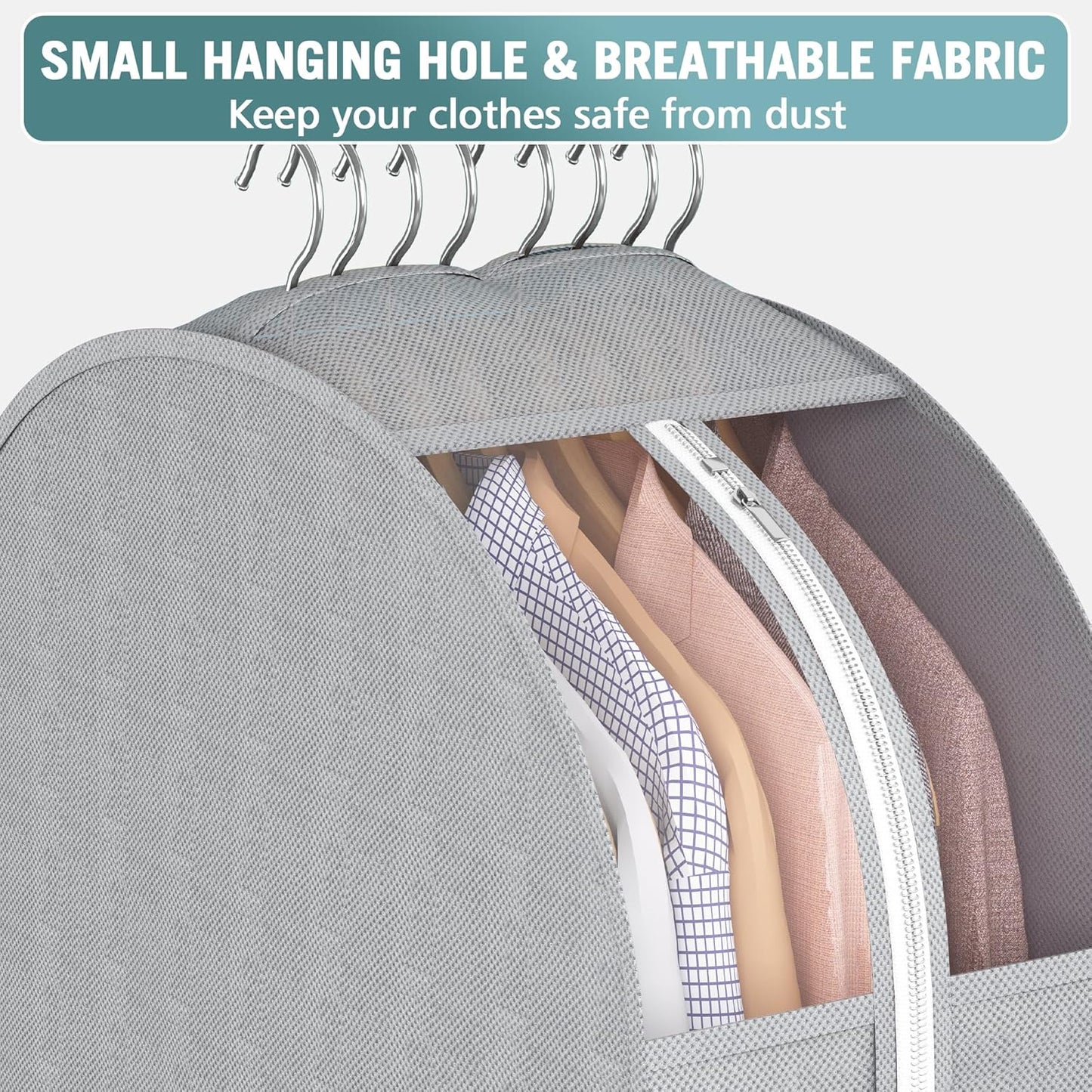 10" Gusseted Garment Bags for Hanging Clothes with Clear Window, 40" Suit Bags for Open Closet Storage, Clothing Cover for Coat, Dress, Jacket, Shirt, Fur Wardrobe Protector, 3 Packs