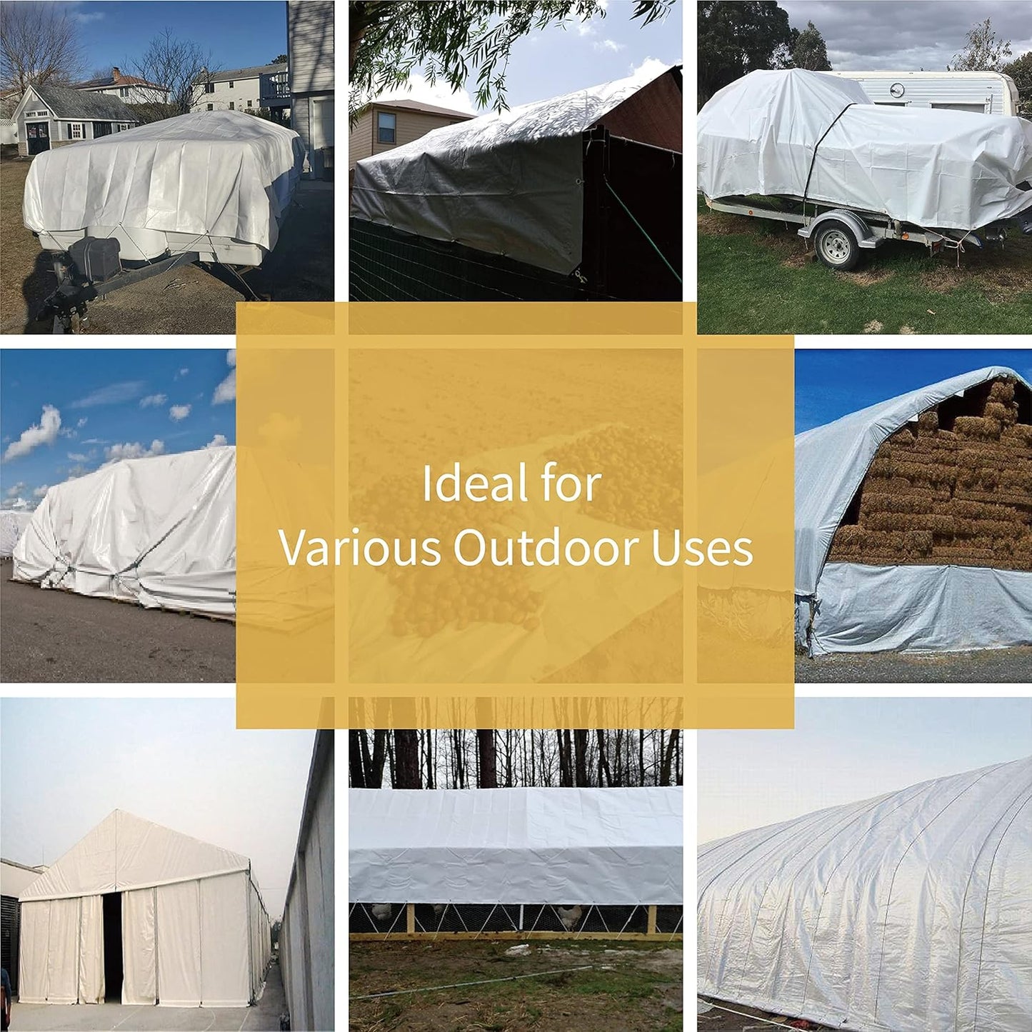 GUARD SHIELD Tarp White 9x15 Feet Multi Purpose Waterproof Poly Tarp Cover 5mil