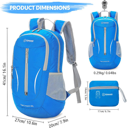 ZOMAKE Ultra Lightweight Packable Backpack 25L, Foldable Hiking Backpacks Water Resistant Small Folding Daypack for Travel(Dark Blue-NEW)