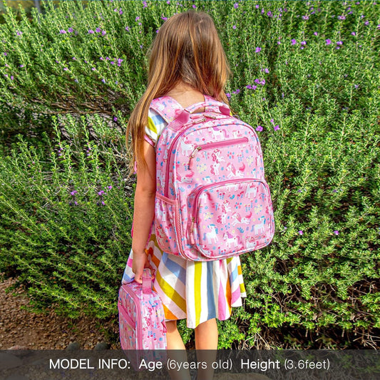 mibasies Girls Backpack 5-8: Lightweight Kids Backpacks for Girls - Girl Bookbag for Elementary School - Flower Unicorn