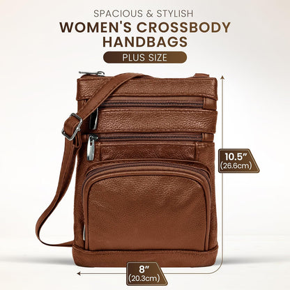 Krediz leather Crossbody Purses for Women, Multi Pocket Crossbody Purse with Adjustable Strap, Soft & Durable Leather Purse