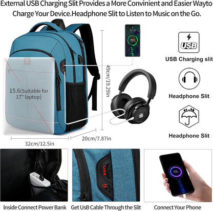 Backpack,Bookbag for Men and Women, 17.3 inch TSA Water Resistant Business Travel Laptop Backpack,Durable College School Backpack Bookbag for Teens, Lake blue