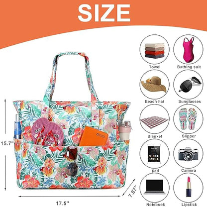 Waterproof Beach Tote Pool Bags for Women Ladies Extra Large Gym Tote Carry On Bag With Wet Compartment for Weekender Travel